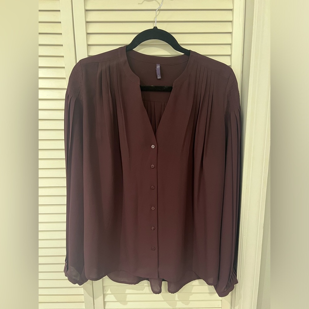 Eggplant purple pleated blouse